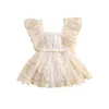 Платья для девочек, комбинезон для маленьких девочек, кружевное платье для младенцев, одежда в стиле бохо, цветок, Poshoot, 0-24 месяца