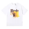 2024 Nieuwe T-shirts met korte mouwen voor heren en dames High Street Brand Rhudetee Small Beauty Trend Geleidelijke kleurendruk Hoogwaardig katoen voor in de zomer 08ga