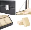 6 Slot Pu Leather Watch Box Display Case Jewelry Organizer med Glass Top 240124