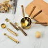 Messwerkzeuge, Holzgriff, goldene Tassen, Kuchen, Zucker, Löffel-Set, langlebig