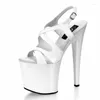 Sandaler 2024 Summer Ladies High Quality Sexig 20 cm stiletthälta tjock sula vattentät 10 cm modevisning kvinnors skor 34-46