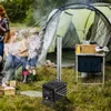 Outdoor Camping Holzofen, Edelstahl, faltbare Heizung, Brennholz mit Zelt, Feuerfenster, Lagerfeuer, Kochwerkzeug 240126