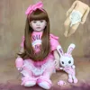 Lifelike realista reborn bebê menina boneca brinquedo corpo de silicone completo 55 cm 22 polegadas cabelo longo princesa criança bebe presentes de natal 240129