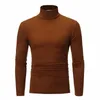 Automne hiver hommes thermique à manches longues rouleau col roulé t-shirt couleur unie hauts mâle mince basique Stretch t-shirt haut 240129