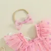 Robes pour filles, barboteuse pour bébé, sans manches, dos papillon, couches 3D, tenue de fête formelle de princesse