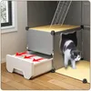 Kattendragers Moderne ijzeren gaas Meerlaagse ruimtevilla met kattenbak Toilet Dierenkooi voor katten Binnen Luxe