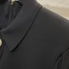 Casual Dresses Fashion Mesh Designs Knit Mantelklänning för kvinnor Högkvalitativ dragkedja Back långärmad knappar Trim Fit och Flare Minidress