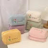化粧品バッグチューリップフラワーオーガナイザー日本のシンプルなぬいぐるみ洗いバッグ女性女性ポータブルフリースウォレット学生用品