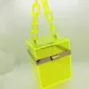 20 yaz çok renkli ins tarzı küçük ve popüler akrilik şeffaf çanta açık ve içbükey şekil akşam çantası zinciri çantası 240207