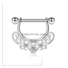 Nipple Rings Sier Crystal Hollow Heart Ring Women Body Jewelry Party Belly Button Drop Delivery Dhipi