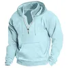 Hoodies masculinos com capuz trimestre zip preto vinho azul marinho verde escuro com capuz simples esportes ao ar livre camisas de suor bolso moletom