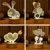 Luci notturne San Valentino Amore Lampada 3D Acrilico LED Luce notturna Decorazione di nozze Baby Shower Bambini Festa di compleanno Coniglio Decorazioni pasquali YQ240207