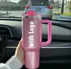 Cosmo Winter Pink Shimmery Limited Edition 40 oz Tumblers 40oz Mugs Lock Strå Big Capacity Water Bottle Valentines Day Gift Pink Parade U0120