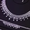 Zy Unique Dubai Jewelry Set Leaf Design Bridal Necklace Earring Set 5A Cubic Zirconia Femme Ladies Wedding Accessories 240202