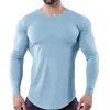 Magliette da uomo T-shirt da uomo alla moda primaverile Tinta unita Slim Fit T-shirt a maniche lunghe Pullover Classico sportivo casual da uomo Top Canottiera