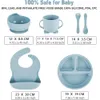 Kindergerechten Set Baby Siliconen Servies 6 STKS Sucker Bowl Bib Cup Vork Lepel Moeder- en Babybenodigdheden BPA-vrij 240131