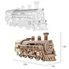 3D Wooden Puzzles For Adult DIY Model Block Kits Movable Steam Train Car Assembly Handmade Toy Hobby Creative Teen Kid Gift 240124
