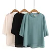 Plus Size Women Blouses Summer Short Sleeve Lyocell Tops Loose Tees Oversized Curve Clothes S52-8200 240202