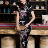 Ubranie etniczne Chińska sukienka Cheongsam w stylu Vintage Qipao National Floral Print Stand Stock Women's With High na lato