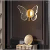 Wall Lamps Butterfly Creative Led Light Bedroom Bedside Aisle Stair Home Decor Lighting Fixtures Drop Delivery Lights Indoor Dh6B2