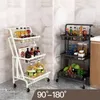 Folding Storage Cart Vegetable Placement Mobile Kitchen Shelf Living Room Floor Multi Snacks Racks 240125