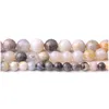 Jewelry Other Natural Bamboo Leaf Agates Stone Loose Round Ball Beads For Diy Necklace Bracelet Making Findings Bead Length 38Cm Dro Dhv3E