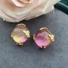 Ohrstecker Mittlere Vintage Rosa Blumen Kristallklare Pfirsichblütenperlen Schmuck Für Frau Trendy