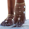 Anklets Simple Dance Accessories Sweet Coin Pendant Summer Foot Jewelry Bohemia Korean Style Women Chain