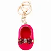 Keychains Metal Crystal Bow Shoes Key Ring Women Bag Keyring Car Keychain Porte Clef Charms Handbag Pendant Chaveiros R082