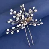 Hair Clips Bridal Headdress Handmade Flower Pearl U-shaped Fork Wedding Dress Accessories Pins Jewelry Headwear