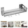 Kitchen Storage Punch Hole Rack Shelves Wall Black Stainless Steel Seasoning Stand