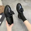 2024 frauen Müßiggänger Bowtie Slip auf Schuhe Weibliche Boot Schwarz Oxford Schuhe Casual Patent Leder Herbst Lolita Zapatos Mujer 240202