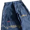 JNCO Y2K Dżinsy dla mężczyzn Hip Hop Graphic Baggy Retro Blue Dżins Pants Harajuku wysoko talia szerokie spodnie Nogą STREETWEAR 240127