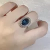 Bagues de cluster Blue Topaz Ladies Ring Feux d'artifice naturels Tiktok Live I Source