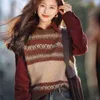 Elegante retro-sweater voor dames Gebreide mouwloze top met corduroy overhemd, tweedelige set Dameskleding voor herfst en winter 240125