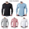 Magliette da uomo T-shirt da uomo alla moda primaverile Tinta unita Slim Fit T-shirt a maniche lunghe Pullover Classico sportivo casual da uomo Top Canottiera