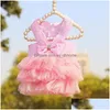 Dog Apparel Summer Stripe Suspender Mesh Skirt Fashion Pet Cake Dress Cute Clothes Cat Products Drop Delivery Home Garden Supplies Dhktm