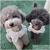 Dog Collars Leashes Cute Bear Pet Harness For Small Dogs Maltese Teddy Bichon Ins Korea Vest Leash Set With Lace Edge Accessories Drop Ottgd