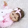 47 cm Original NPK Full Body Solicone Bebe Doll Reborn Todderl Girl Curly Hand Rooted Hair High Quality Doll Bath Toy Gift 240129