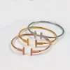 Bracelet de marque classique avec lettre T, bijoux en acier inoxydable, cadeau pour femmes, 2024