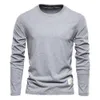 Autumn 100 Cotton Long Sleeve T Shirt For Men Solid Casual Mens Tshirts Högkvalitativa Male Topps Classic Clothes 240201