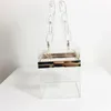 20 Summer Multicolor Ins Style Small and Popular Acrylic Transparent Handbag Clear and Concave Shape Evening Bag Chain Bag 240207