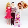 6pcs Happy Family Kit Toy Dolls Pregnant Babyborn Ken Wife with Mini Stroller Carriages For Baby Dolls Child Toys For Girls Gift 240129