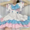 Basic Casual Dresses Women Lovely Maid Cosplay Costume Sweet Lolita Dress Long Sleeve Waiter Party Cute Japanese French Outfit Dro Dhtup
