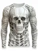 Męskie koszulka z długim rękawem dla mężczyzn odzież swobodne z szkieletowymi czaszkami graficznymi topami mody HARAJUKU 3D Pełny druk 240130