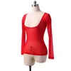 Stage Wear Hight Quality Women Girls Water Gauze Chest Support Long Sleeve Belly Dance Top