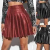 Skirts Skirt High Waist Faux Leather Pleated For Women A-line Clubwear Party Dance With Loose Hem Above Knee