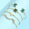 Link Bracelets Personalized Fashion Imitation Grandmother Emerald Women's Bracelet Set Open Jewelry