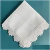 Serviette de table 12 pièces serviettes blanches cocktail ajouré pour fête de mariage tissu lin tissu coton dîner livraison directe maison Gard Dh6Jb