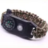 Bracelets de charme Mode Hommes En Plein Air LED Survie Parapluie Corde SOS Bracelet D'urgence Boussole De Sauvetage Sport Sifflet